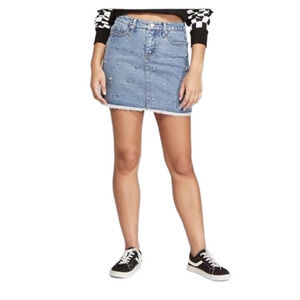 NWOT Wild Fable Flat Studded denim skirt Raw edge
